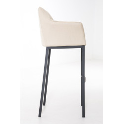 Taburete De Bar Damaso En Tela & Con Base De 4 Pies Crema,Negro