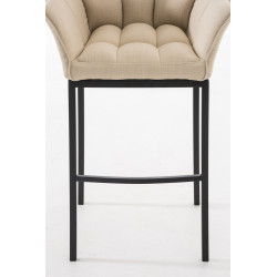 Taburete De Bar Damaso En Tela & Con Base De 4 Pies Crema,Negro