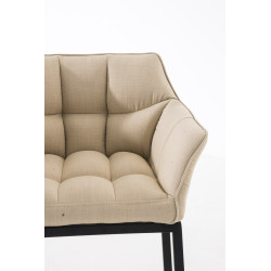 Taburete De Bar Damaso En Tela & Con Base De 4 Pies Crema,Negro