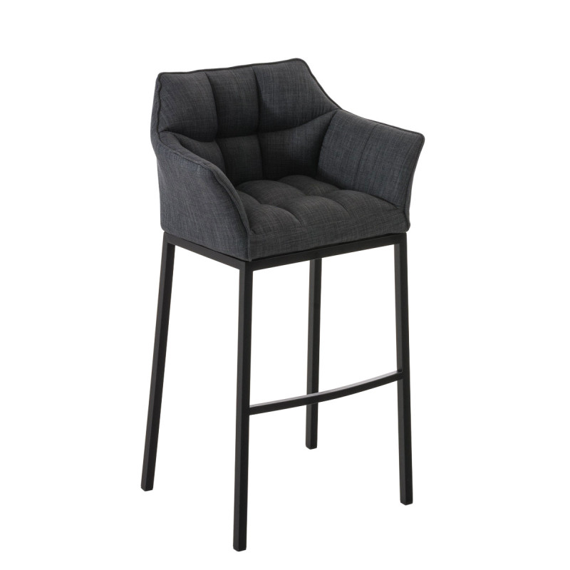 Taburete De Bar Damaso En Tela & Con Base De 4 Pies Gris oscuro,Negro