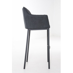Taburete De Bar Damaso En Tela & Con Base De 4 Pies Gris oscuro,Negro