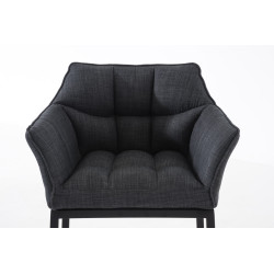 Taburete De Bar Damaso En Tela & Con Base De 4 Pies Gris oscuro,Negro