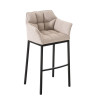 Taburete De Bar Damaso En Tela & Con Base De 4 Pies Marfil,Negro
