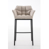 Taburete De Bar Damaso En Tela & Con Base De 4 Pies Marfil,Negro
