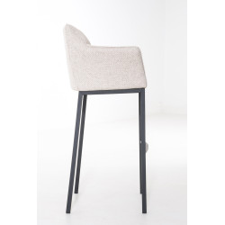Taburete De Bar Damaso En Tela & Con Base De 4 Pies Marfil,Negro