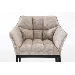 Taburete De Bar Damaso En Tela & Con Base De 4 Pies Marfil,Negro
