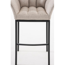 Taburete De Bar Damaso En Tela & Con Base De 4 Pies Marfil,Negro