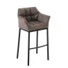 Taburete De Bar Damaso En Tela & Con Base De 4 Pies Gris,Negro
