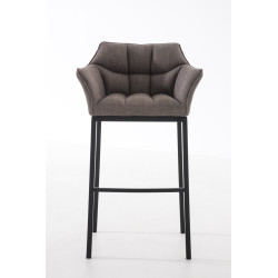 Taburete De Bar Damaso En Tela & Con Base De 4 Pies Gris,Negro