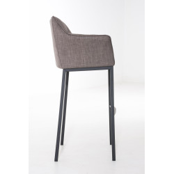 Taburete De Bar Damaso En Tela & Con Base De 4 Pies Gris,Negro