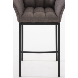 Taburete De Bar Damaso En Tela & Con Base De 4 Pies Gris,Negro