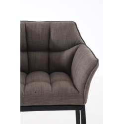 Taburete De Bar Damaso En Tela & Con Base De 4 Pies Gris,Negro