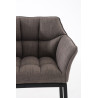 Taburete De Bar Damaso En Tela & Con Base De 4 Pies Gris,Negro