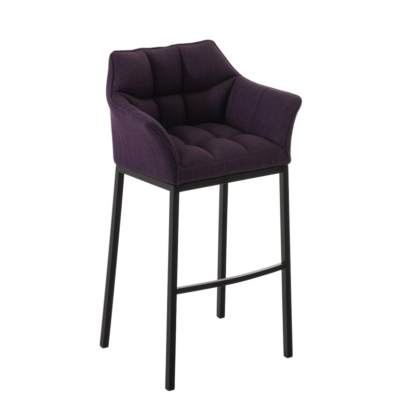 Taburete De Bar Damaso En Tela & Con Base De 4 Pies Lila,Negro