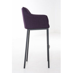 Taburete De Bar Damaso En Tela & Con Base De 4 Pies Lila,Negro