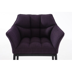 Taburete De Bar Damaso En Tela & Con Base De 4 Pies Lila,Negro