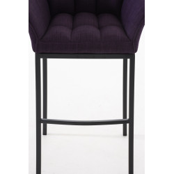 Taburete De Bar Damaso En Tela & Con Base De 4 Pies Lila,Negro