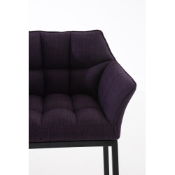 Taburete De Bar Damaso En Tela & Con Base De 4 Pies Lila,Negro