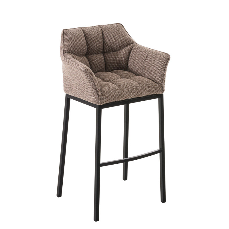 Taburete De Bar Damaso En Tela & Con Base De 4 Pies Marrón tierra,Negro