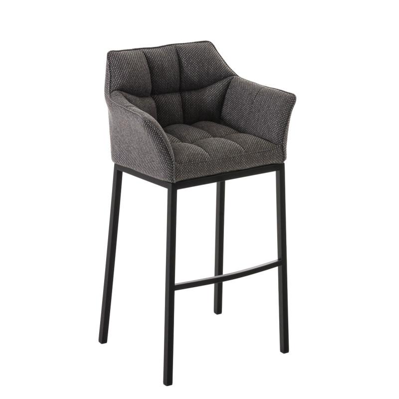 Taburete De Bar Damaso En Tela & Con Base De 4 Pies Gris titanio,Negro