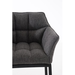 Taburete De Bar Damaso En Tela & Con Base De 4 Pies Gris titanio,Negro
