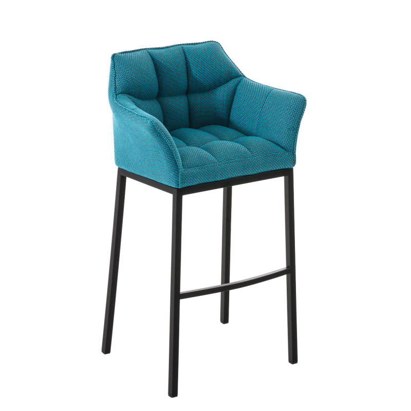 Taburete De Bar Damaso En Tela & Con Base De 4 Pies Turquesa,Negro