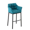 Taburete De Bar Damaso En Tela & Con Base De 4 Pies Turquesa,Negro
