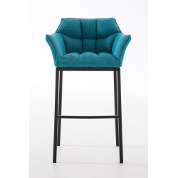 Taburete De Bar Damaso En Tela & Con Base De 4 Pies Turquesa,Negro