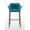 Taburete De Bar Damaso En Tela & Con Base De 4 Pies Turquesa,Negro