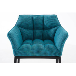 Taburete De Bar Damaso En Tela & Con Base De 4 Pies Turquesa,Negro