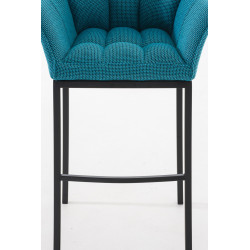 Taburete De Bar Damaso En Tela & Con Base De 4 Pies Turquesa,Negro