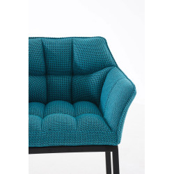 Taburete De Bar Damaso En Tela & Con Base De 4 Pies Turquesa,Negro