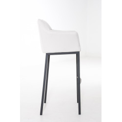 Taburete De Bar Damaso En Tela & Con Base De 4 Pies Blanco,Negro