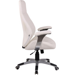 Silla De Oficina Layton En Cuero Sintético o Cuero Auténtico Blanco,Simil cuero