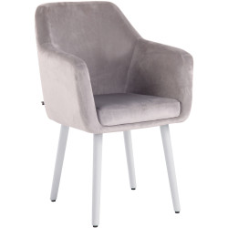 Silla De Salón Utrecht En Terciopelo Gris,Blanco (roble)