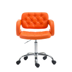 Taburete con Ruedas Dublin en Cuero PU Naranja