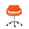 Taburete con Ruedas Dublin en Cuero PU Naranja