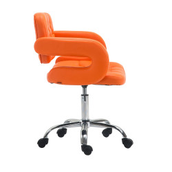 Taburete con Ruedas Dublin en Cuero PU Naranja