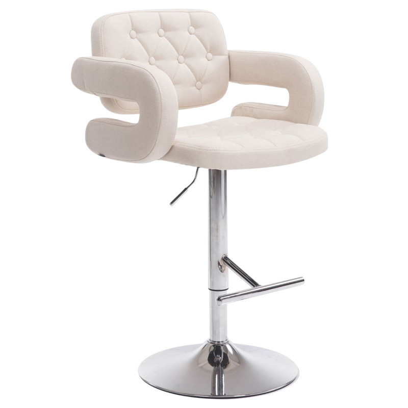 Taburete de Bar Dublin en Tela Crema,Cromado