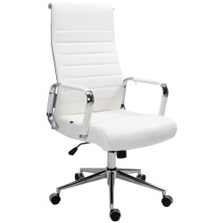 Silla De Oficina Kolumbus En Cuero Original Blanco