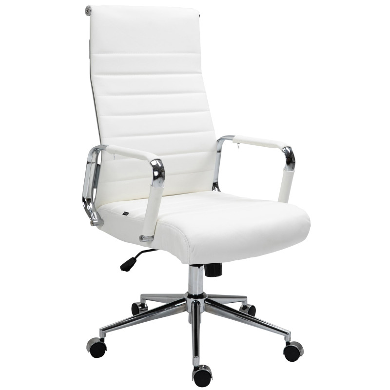 Silla De Oficina Kolumbus En Cuero Original Blanco