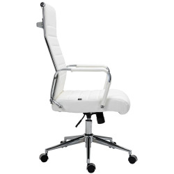 Silla De Oficina Kolumbus En Cuero Original Blanco