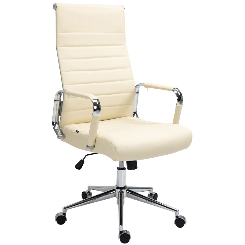 Silla De Oficina Kolumbus En Cuero Original Crema