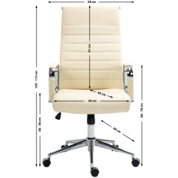 Silla De Oficina Kolumbus En Cuero Original Crema