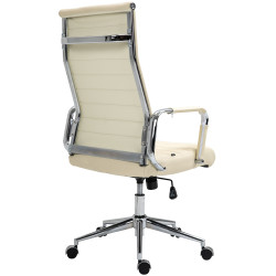 Silla De Oficina Kolumbus En Cuero Original Crema