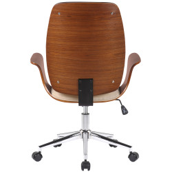 Silla De Oficina Burbank Nogal/crema,Simil cuero