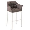 Taburete De Bar Damaso En Tela & Con Base De 4 Pies Gris,Blanco
