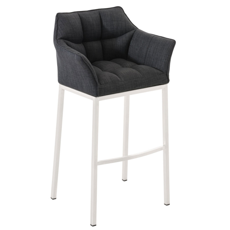 Taburete De Bar Damaso En Tela & Con Base De 4 Pies Gris oscuro,Blanco