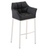 Taburete De Bar Damaso En Tela & Con Base De 4 Pies Gris oscuro,Blanco
