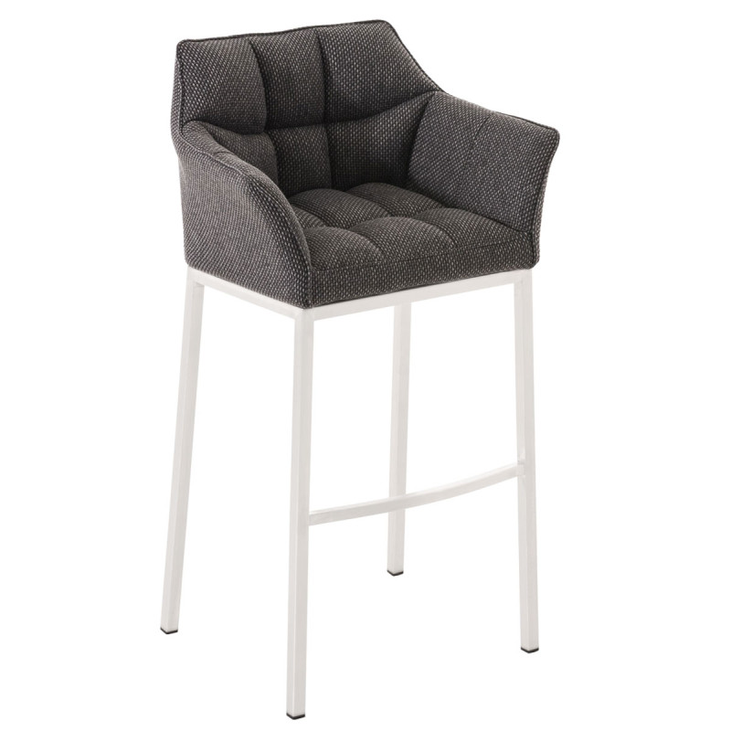 Taburete De Bar Damaso En Tela & Con Base De 4 Pies Gris titanio,Blanco